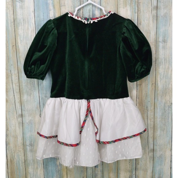 Vintage Bonnie Jean Green Velvet Layered Dress Size 4 Toddler - Picture 2 of 12